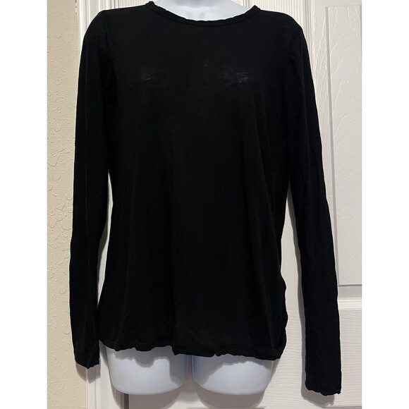 Standard James Perse (1) Small Black Slub Jersey Drape Back Long Sleeve Top - Picture 2 of 14